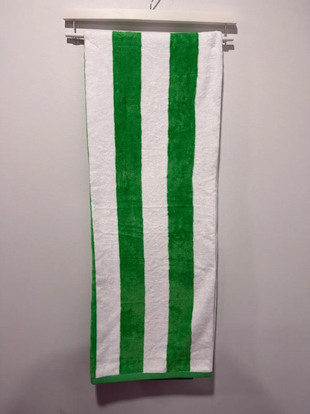 Kelly Green White Cabana Stripe Large Cotton Beach Towel